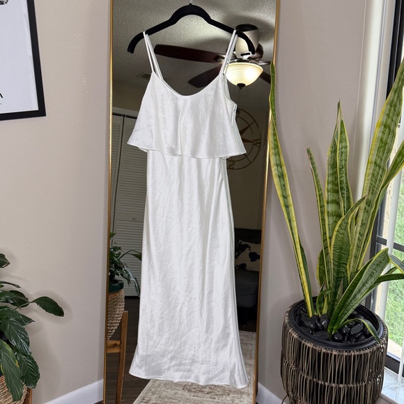 NADINE MERABI Ivory Silk Midi Dress - Picture 5 of 9